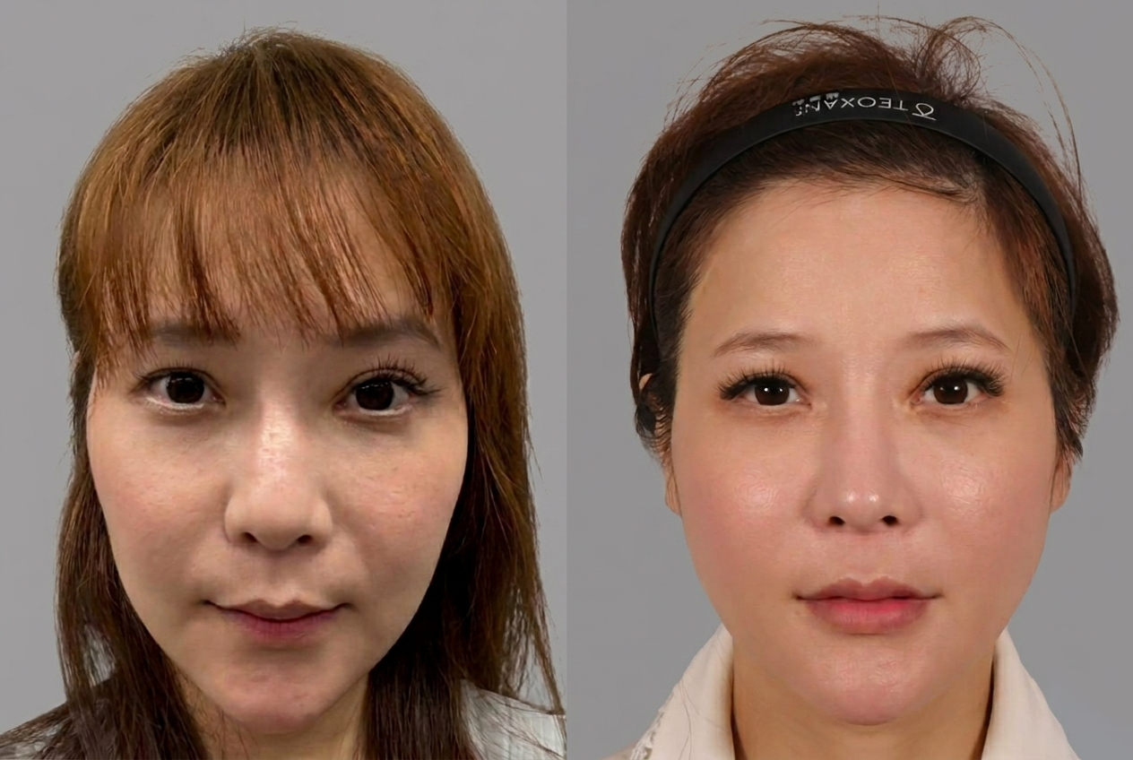 全層輪廓拉提前後臉部輪廓比較